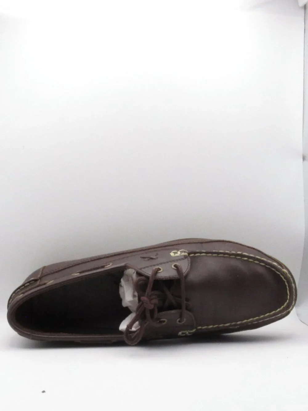 Polo Ralph Lauren Chocolate Brown Leather Boat Shoes Size 12 Good Condition